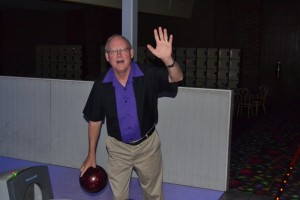 David Damm enjoying his evening during the annual communications department bowling tournament. Photo by Alex Calbral